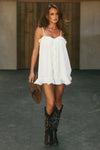KRISTIA FLOUNCE RUFFLE MINI DRESS - PEARL