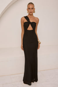KYREE ONE SHOULDER MAXI DRESS - BLACK
