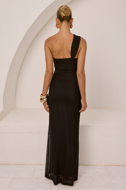 KYREE ONE SHOULDER MAXI DRESS - BLACK