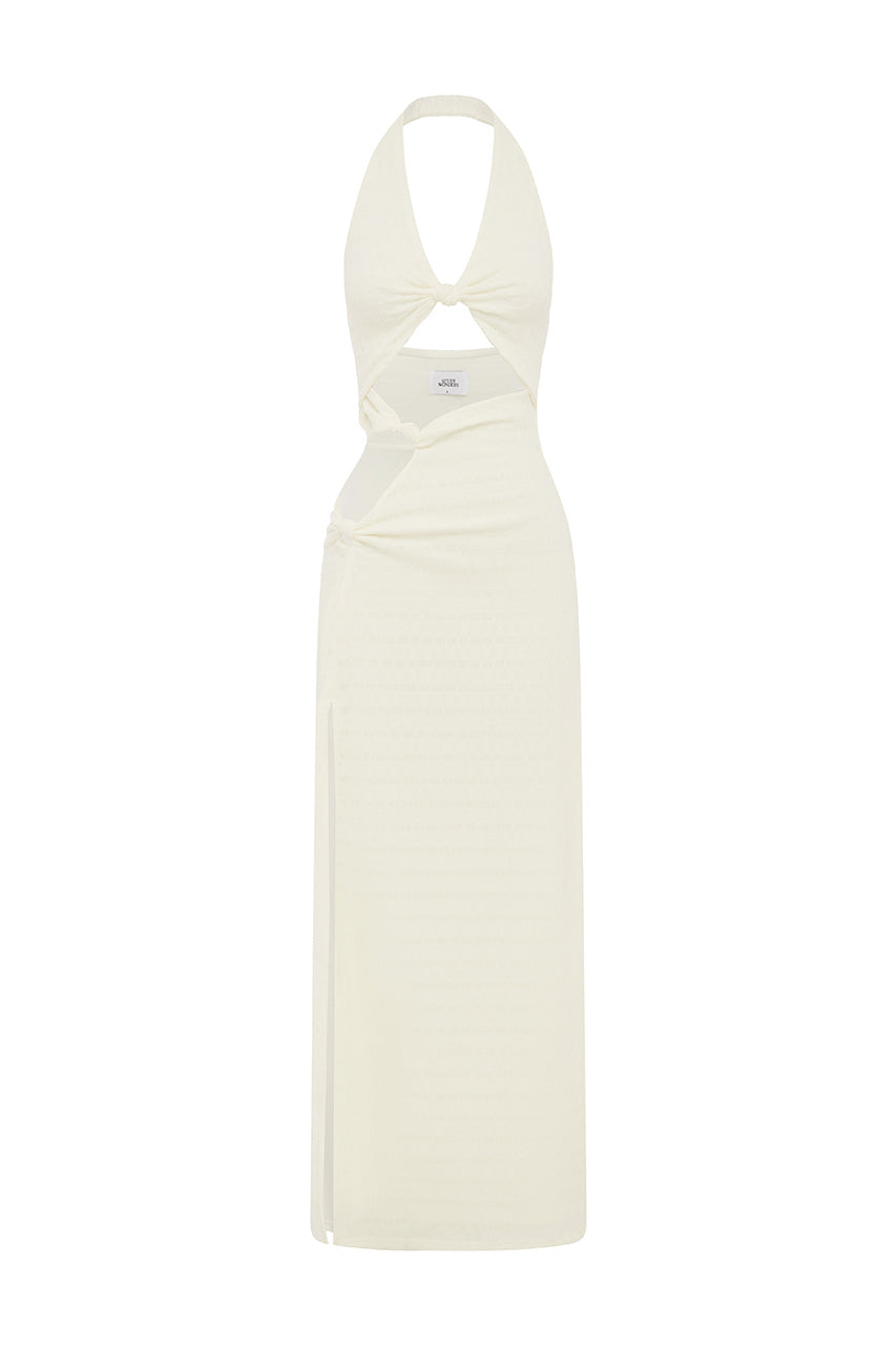 LAILA CUT OUT HALTER MAXI DRESS - WHITE