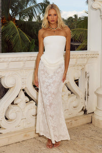 LAKITA STRAPLESS LACE MAXI DRESS - WHITE
