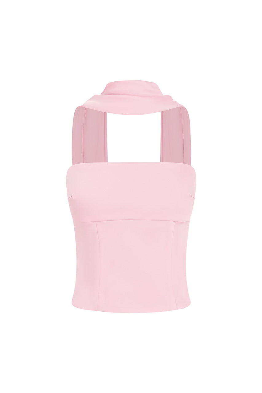 LANEY REVERSE HALTER NECK TOP - BABY PINK
