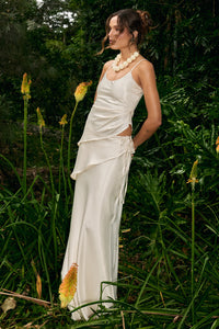 LARISSA LOW WAISTED WRAP MAXI SKIRT - OFF WHITE
