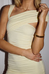 LARSEN ONE SHOULDER MINI DRESS - LEMON