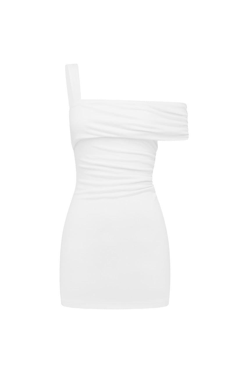 LARSEN ONE SHOULDER MINI DRESS - WHITE