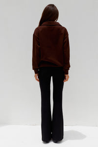 LAURETTE OVERSIZED POLO SWEATER - CHOCOLATE