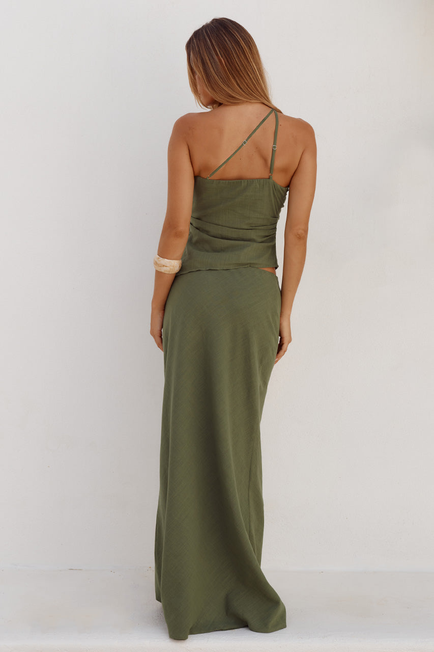 LEA ONE SHOULDER STRAPPY TOP - FERN