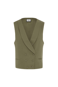 LEON DOUBLE BREASTED VEST - KHAKI