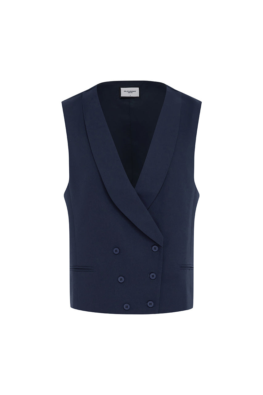 LEON DOUBLE BREASTED VEST - NAVY