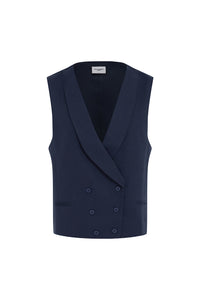 LEON DOUBLE BREASTED VEST - NAVY