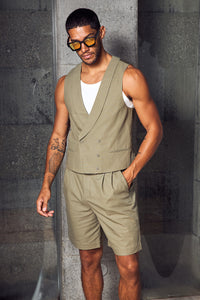 BASILE  TAILORED SHORTS - KHAKI