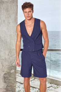 BASILE  TAILORED SHORTS - NAVY