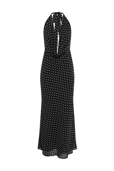 LEXIE MAXI DRESS - BLACK POLKA