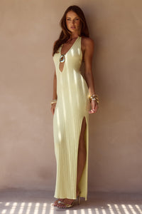 LILABELLE HALTER KNIT MAXI DRESS - LEMON