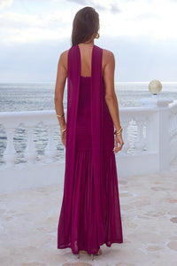 LILLIE CORSET MAXI DRESS - PLUM