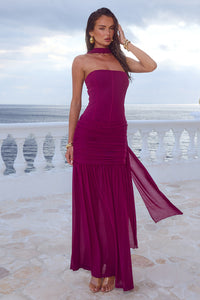 LILLIE CORSET MAXI DRESS - PLUM