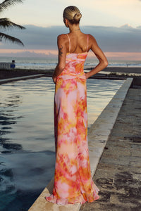 LIVONI RUFFLE MAXI DRESS - CORALI ORANGE