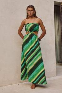 LOANI MAXI DRESS - GREEN STRIPE