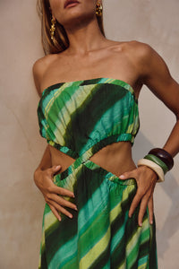 LOANI MAXI DRESS - GREEN STRIPE