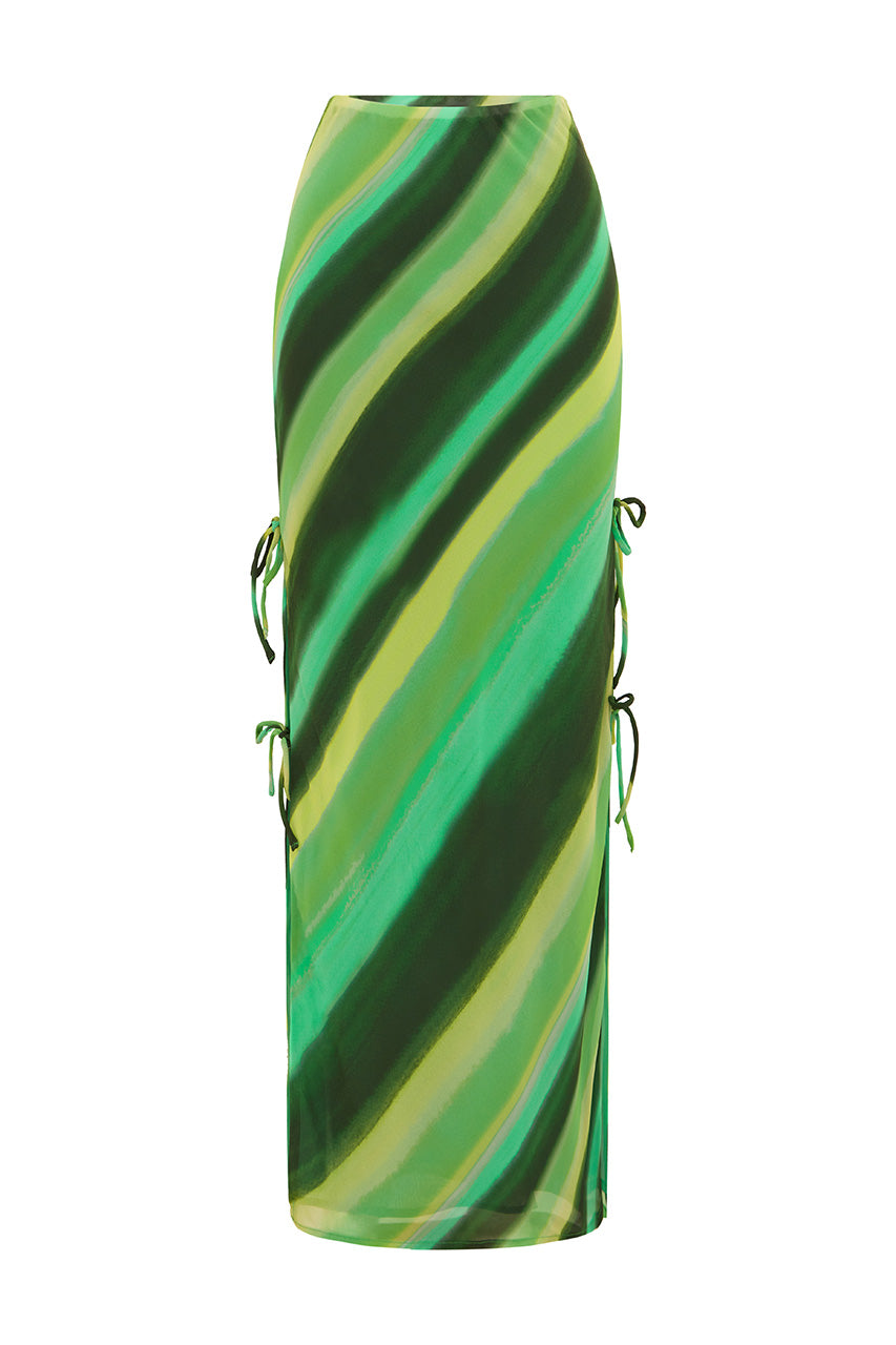 LORALEI MAXI SKIRT - GREEN STRIPE