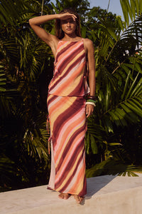 LORALEI MAXI SKIRT - PEACH STRIPE