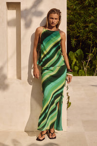 LORALEI MAXI SKIRT - GREEN STRIPE