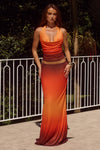 LOTUS LOW WAIST MAXI SKIRT - BLAZE OMBRE