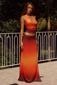 LOTUS LOW WAIST MAXI SKIRT - BLAZE OMBRE