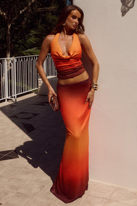 LOTUS LOW WAIST MAXI SKIRT - BLAZE OMBRE