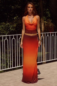 LOTUS COWL HALTER TOP - BLAZE OMBRE