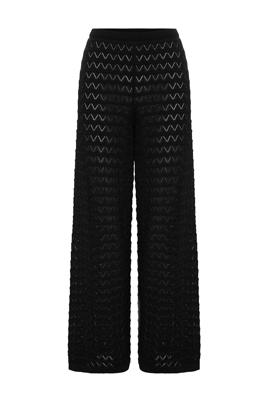 LOUI HIGH WAISTED KNIT PANTS - BLACK