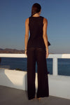 LOUI SLEEVELESS OPEN FRONT KNIT TOP - BLACK
