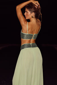 LUISA SEQUIN CROP TOP - FERN