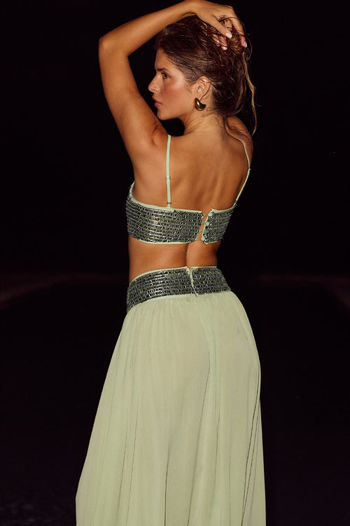 LUISA SEQUIN CROP TOP - FERN