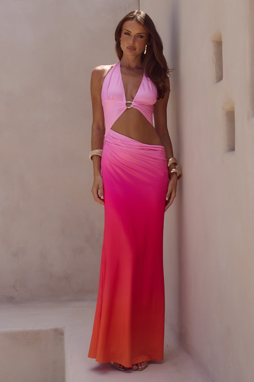 LUMIA HALTER CUTOUT MAXI DRESS - TROPICALE OMBRE