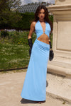 LUMIA HALTER MAXI DRESS - BLUEBELL