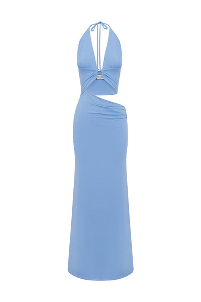 LUMIA HALTER MAXI DRESS - BLUEBELL