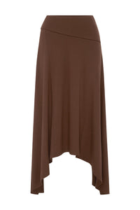 LUNE HANDKERCHIEF MIDI SKIRT - CHOCOLATE