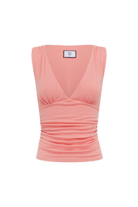 LUNE V-NECK TOP - PEACH
