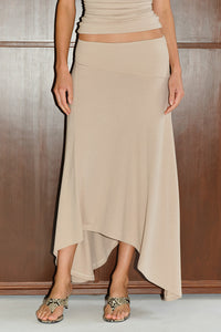 LUNE HANDKERCHIEF MIDI SKIRT - STONE