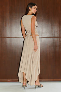 LUNE HANDKERCHIEF MIDI SKIRT - STONE
