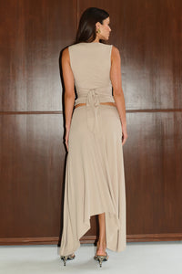 LUNE V-NECK TOP - STONE