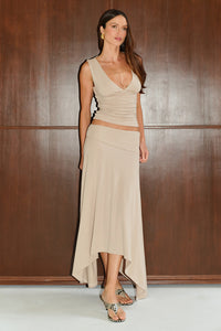 LUNE HANDKERCHIEF MIDI SKIRT - STONE