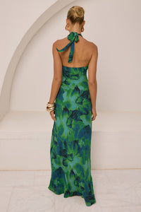 MABELLA HALTER MAXI DRESS - CALISTA GREEN