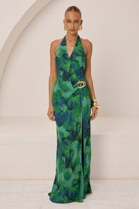MABELLA HALTER MAXI DRESS - CALISTA GREEN