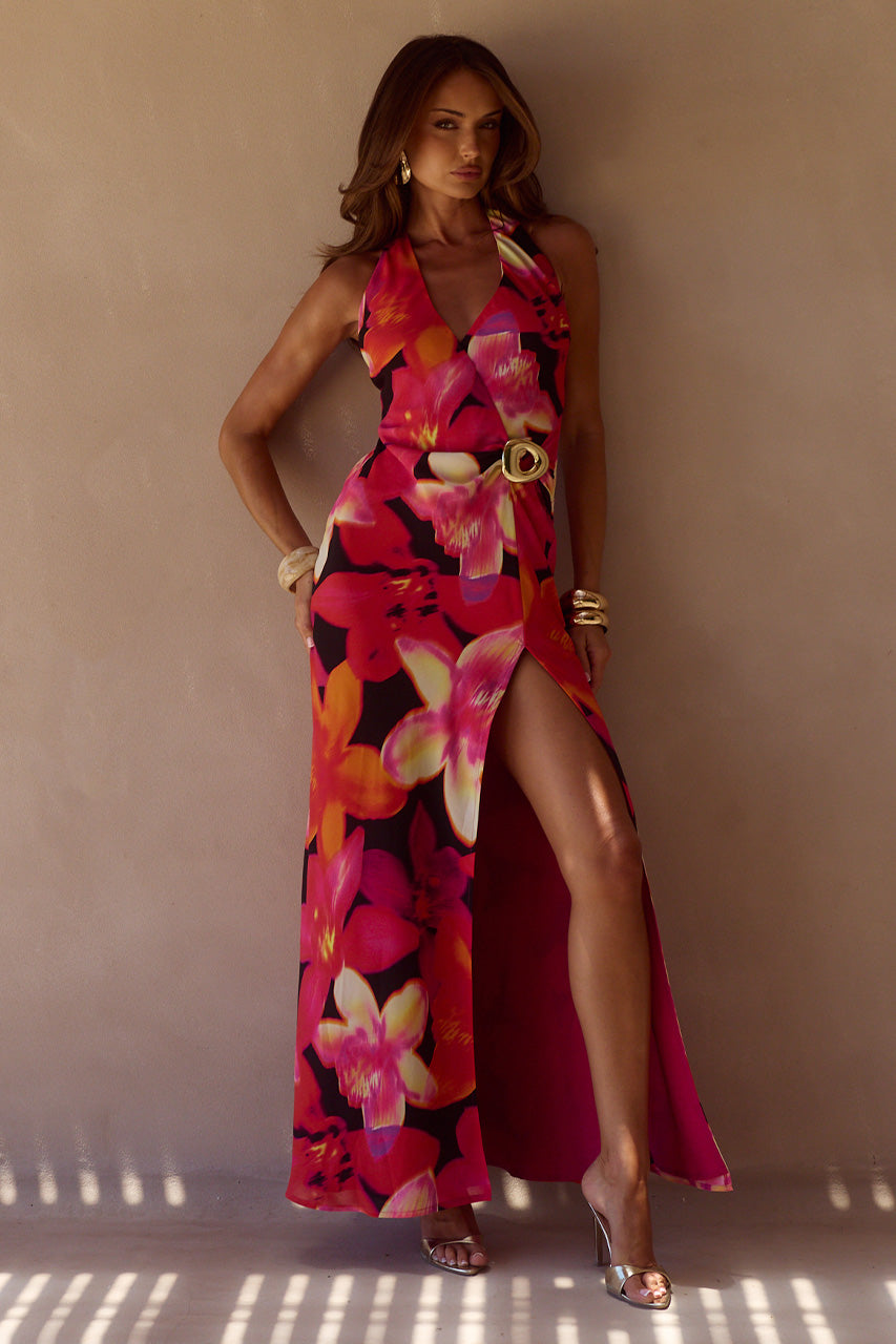 MABELLA HALTER MAXI DRESS - SKYE BLACK