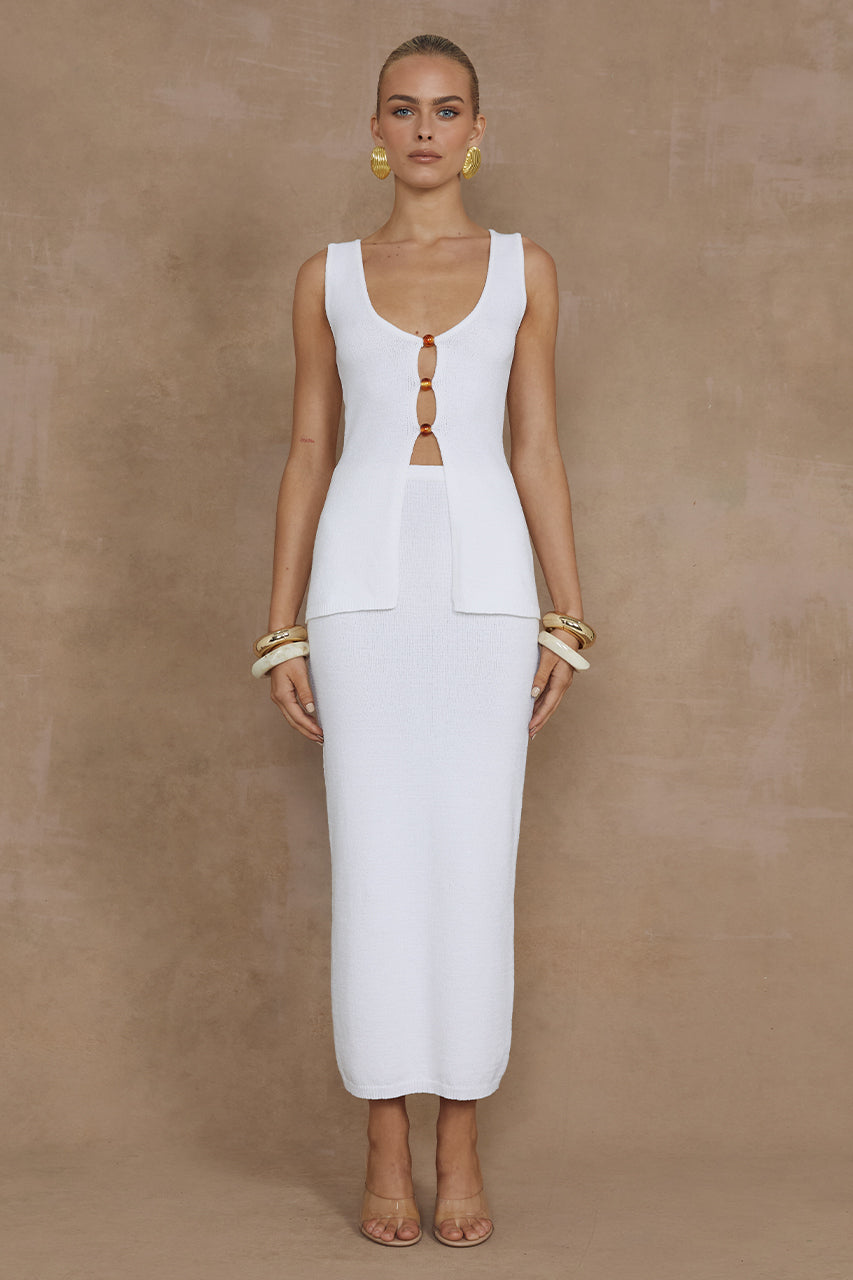 NADINA MIDI SKIRT - WHITE