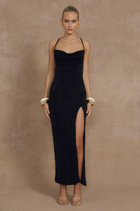 SLINKY SLIP DRESS - BLACK