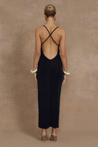 SLINKY SLIP DRESS - BLACK