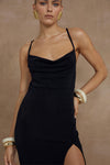 SLINKY SLIP DRESS - BLACK